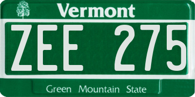 VT license plate ZEE275