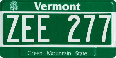 VT license plate ZEE277