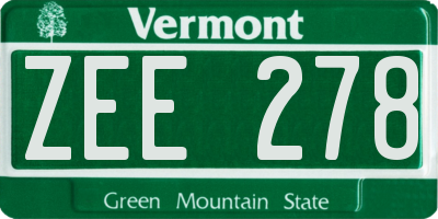 VT license plate ZEE278