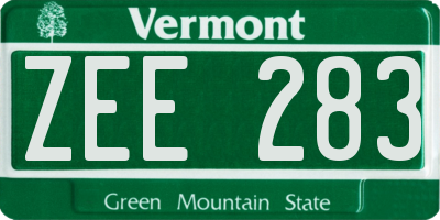 VT license plate ZEE283