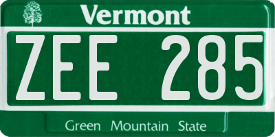 VT license plate ZEE285