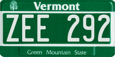 VT license plate ZEE292