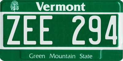 VT license plate ZEE294