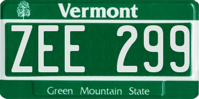 VT license plate ZEE299