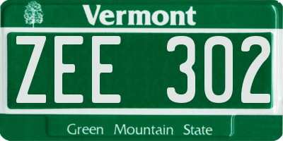 VT license plate ZEE302
