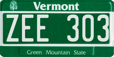 VT license plate ZEE303