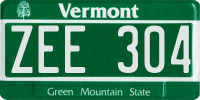 VT license plate ZEE304