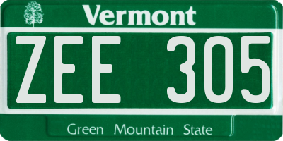 VT license plate ZEE305