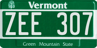 VT license plate ZEE307