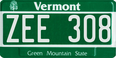 VT license plate ZEE308