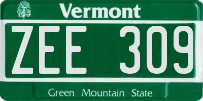 VT license plate ZEE309
