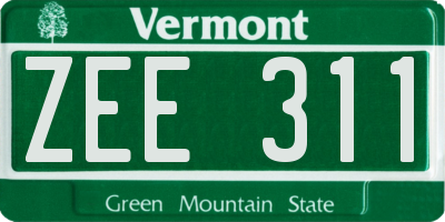 VT license plate ZEE311
