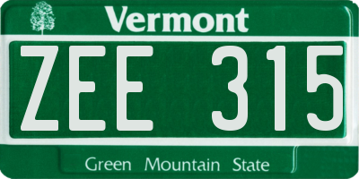 VT license plate ZEE315