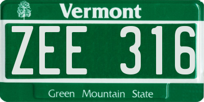 VT license plate ZEE316