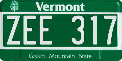 VT license plate ZEE317