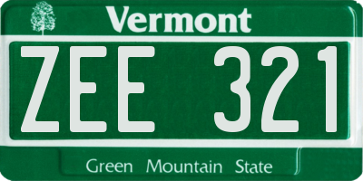 VT license plate ZEE321