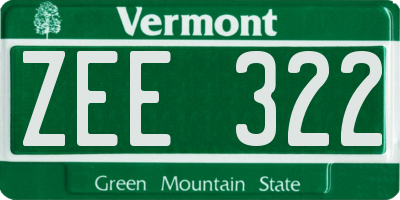 VT license plate ZEE322