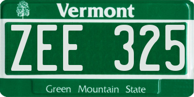 VT license plate ZEE325