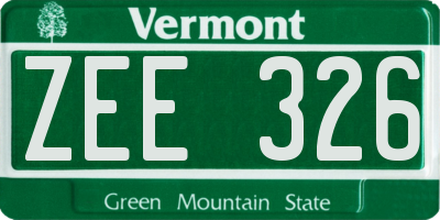 VT license plate ZEE326