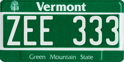 VT license plate ZEE333