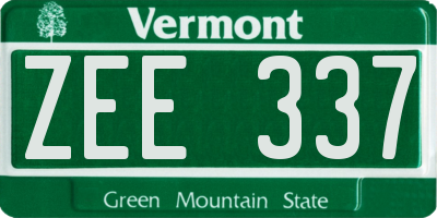 VT license plate ZEE337