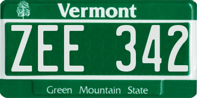 VT license plate ZEE342