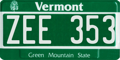 VT license plate ZEE353