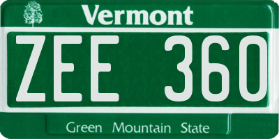 VT license plate ZEE360