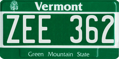 VT license plate ZEE362