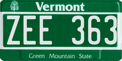 VT license plate ZEE363