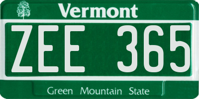 VT license plate ZEE365