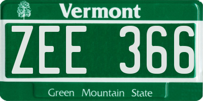 VT license plate ZEE366