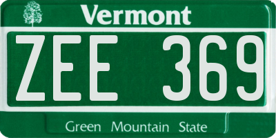 VT license plate ZEE369