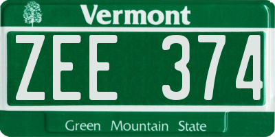 VT license plate ZEE374