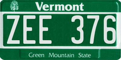 VT license plate ZEE376