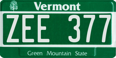 VT license plate ZEE377