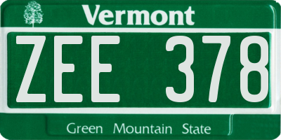 VT license plate ZEE378