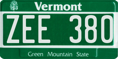 VT license plate ZEE380