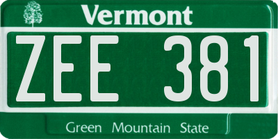 VT license plate ZEE381