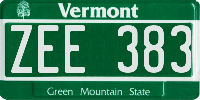 VT license plate ZEE383