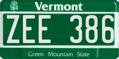 VT license plate ZEE386