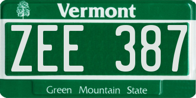 VT license plate ZEE387