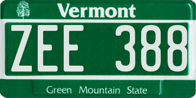VT license plate ZEE388
