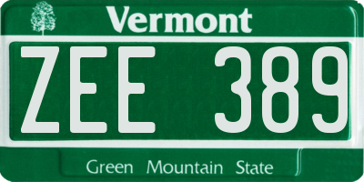 VT license plate ZEE389