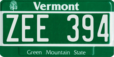 VT license plate ZEE394