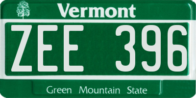 VT license plate ZEE396