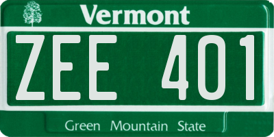 VT license plate ZEE401