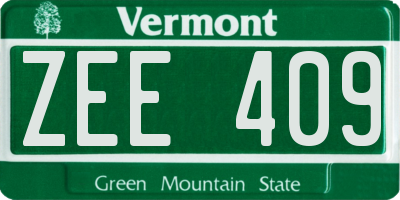 VT license plate ZEE409