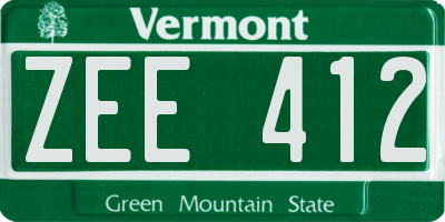 VT license plate ZEE412