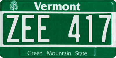 VT license plate ZEE417
